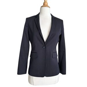 BROOKS BROTHERS Red Fleece Navy Pinstripe Wool Blazer Classic Career Size 0